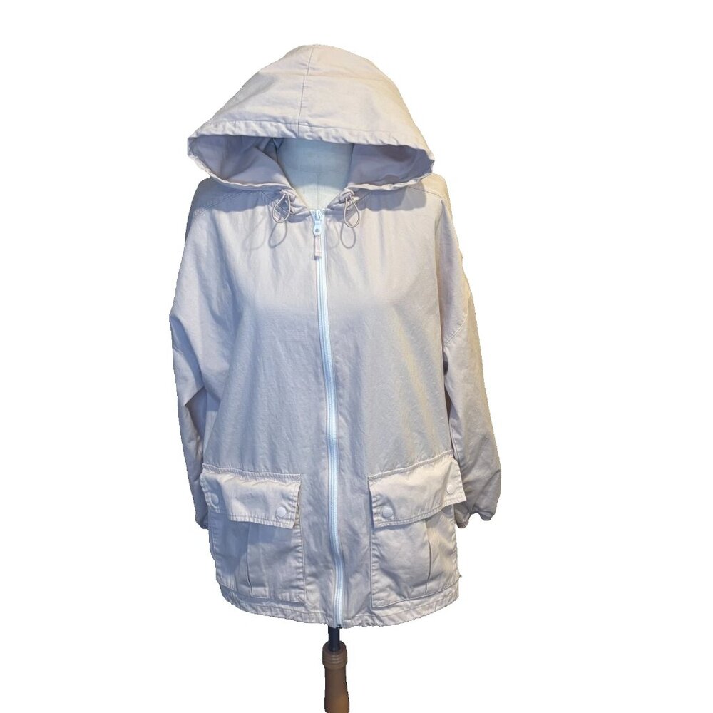 Offline By Aerie Lightweight Spring Coat Light Pink White Zipper & Pockets